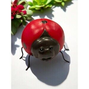 Charming Mini Ladybug Resin Figurine w/Metal Legs – A Whimsical Touch of Nature